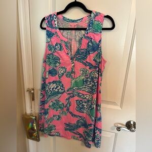 Lily Pulitzer,XL,60%cotton/model,Essie dress.PTP=24”and length=34”smocked collar